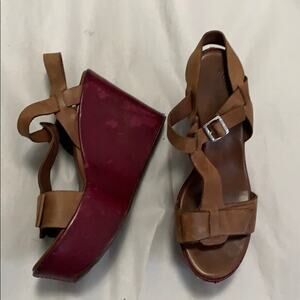 KORK EASE DIXIE PLATFORM WEDGE LEATHER SANDAL‎ SZ 8